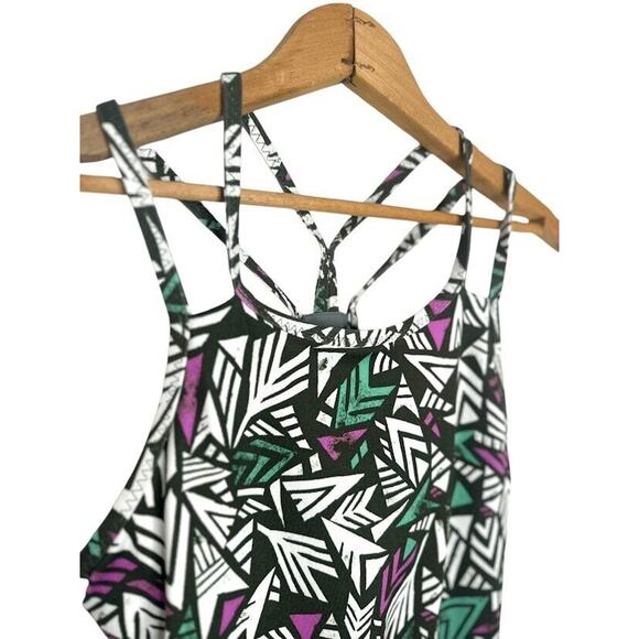 Patagonia Geometric Print Tank Top Built-in-Bra Size Small Athletic Racerback - Picture 2 of 9